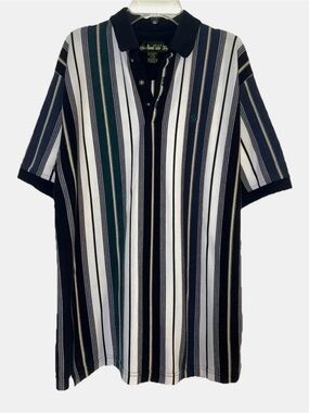 Vintage Knights Of Round Table 90s Y2K Vertical Multicolor Stripe Polo SS Medium